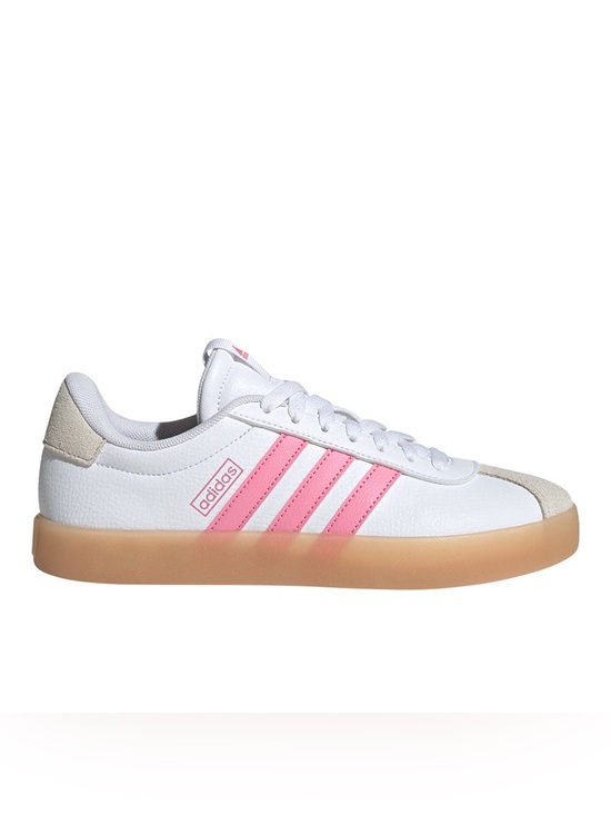 adidas Shoes - Adidas VL Court 3.0 Lace Up Sneakers White w/Pink Stripes Women’s 9
